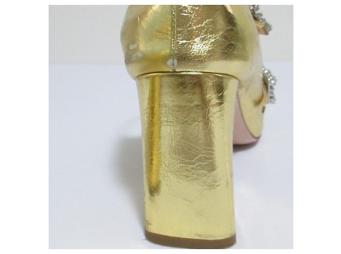 Décolleté Roger Vivier Trevivier con cristalli e tacco largo D'oro - vista 18