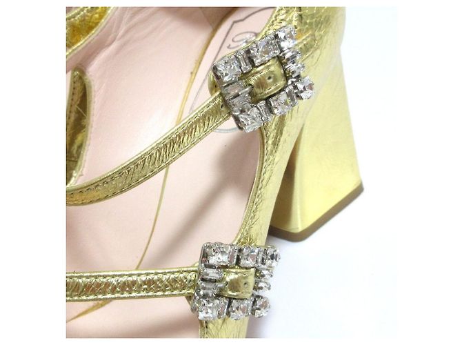 Décolleté Roger Vivier Trevivier con cristalli e tacco largo D'oro - vista 6