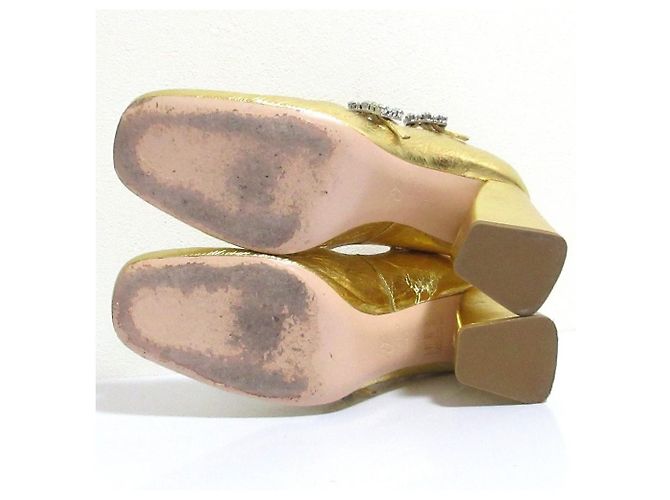 Décolleté Roger Vivier Trevivier con cristalli e tacco largo D'oro - vista 7