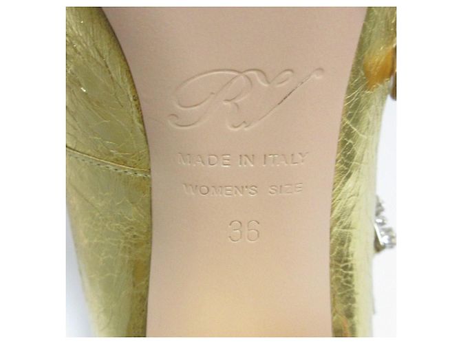 Décolleté Roger Vivier Trevivier con cristalli e tacco largo D'oro - vista 8