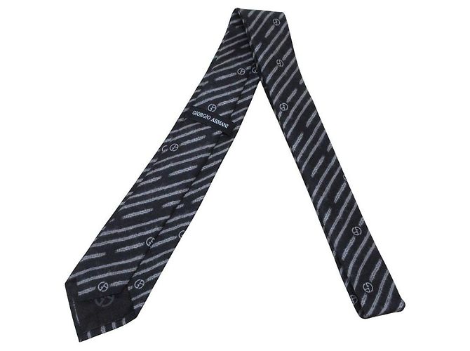 Cravatta in seta Giorgio Armani Marrone Nero - vista 3