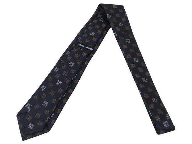 Giorgio Armani Silk Tie Brown Blue Navy blue - view 3