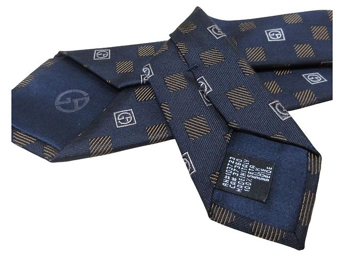 Giorgio Armani Silk Tie Brown Blue Navy blue - view 4