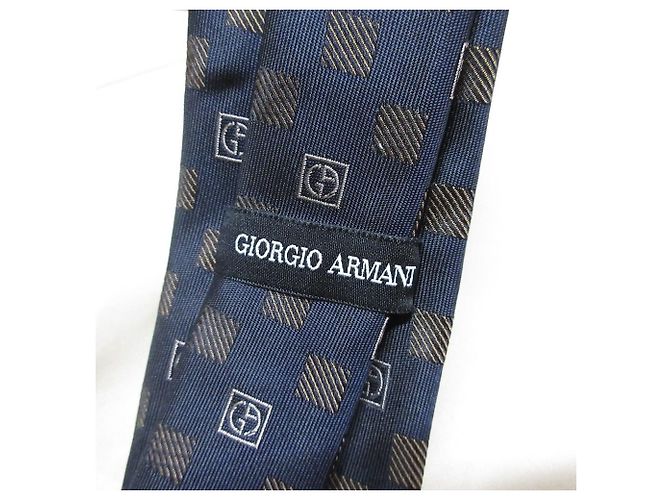 Giorgio Armani Silk Tie Brown Blue Navy blue - view 6