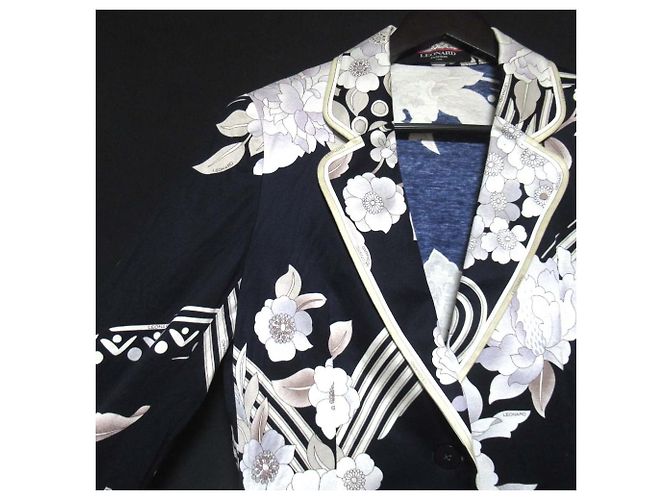 LEONARD FASHION Chaqueta entallada con estampado floral Azul Azul marino - vista 3