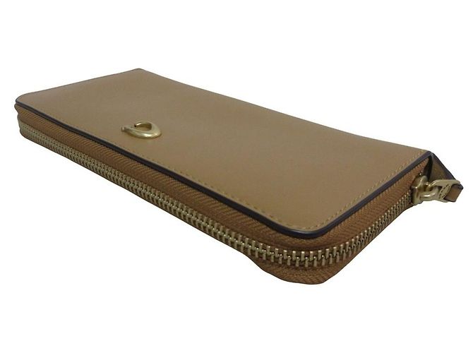 Cartera larga de piel COACH Accordion Zip Wallet Castaño - vista 3