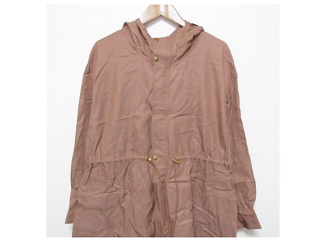 Autre Marque Manteau de printemps long à capuche et fronces NOBLE Rose - vue 3