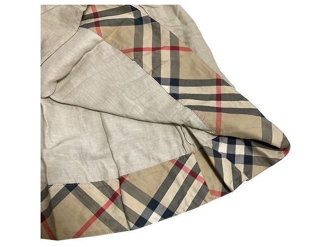 Burberry London Nova Check Leinenrock Beige - Ansicht 4