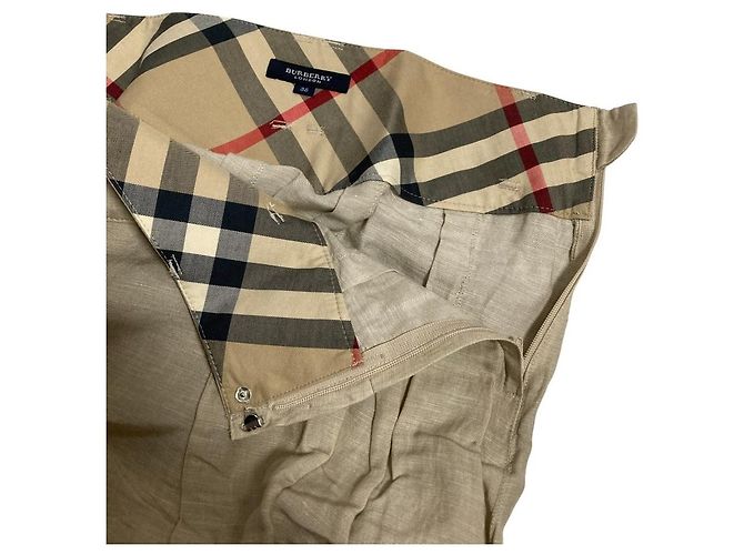 Burberry London Nova Check Leinenrock Beige - Ansicht 5