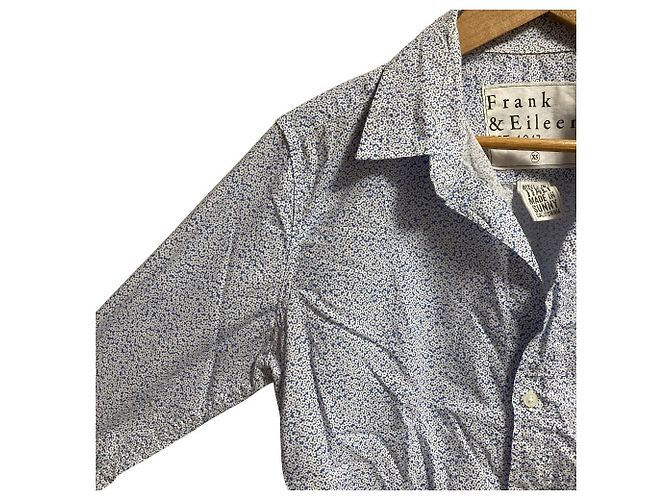 Autre Marque Camisa de algodón Frank&Eileen BARRY Blanco Azul - vista 2