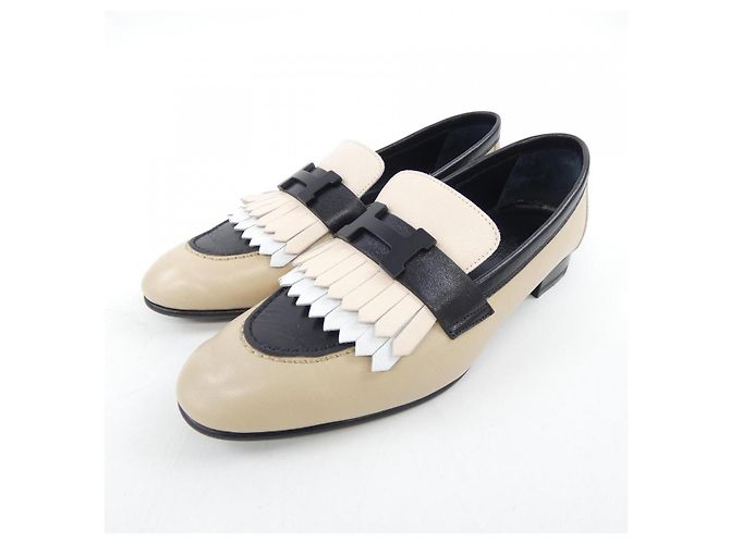Hermès Royal35 Sneaker aus Leder Schwarz Beige - Ansicht 3