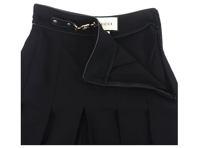 Pantaloni Gucci in rayon e lambskin Nero - vista 3