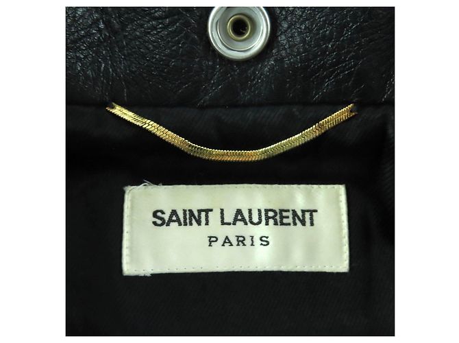 Yves Saint Laurent Giacca in pelle di vacchetta Saint Laurent Paris Nero - vista 10