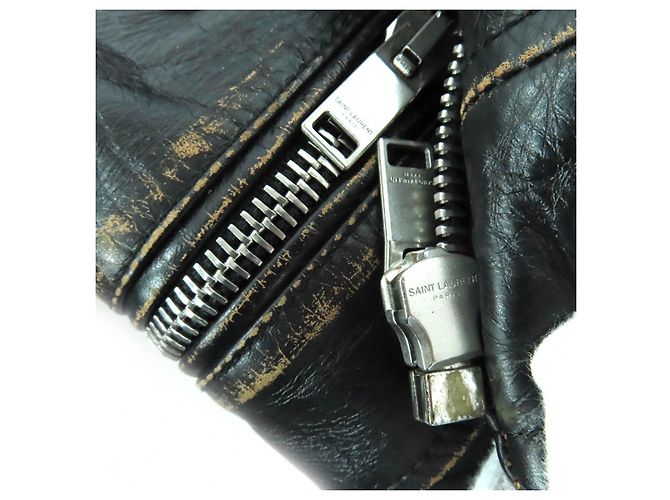 Yves Saint Laurent Giacca in pelle di vacchetta Saint Laurent Paris Nero - vista 5