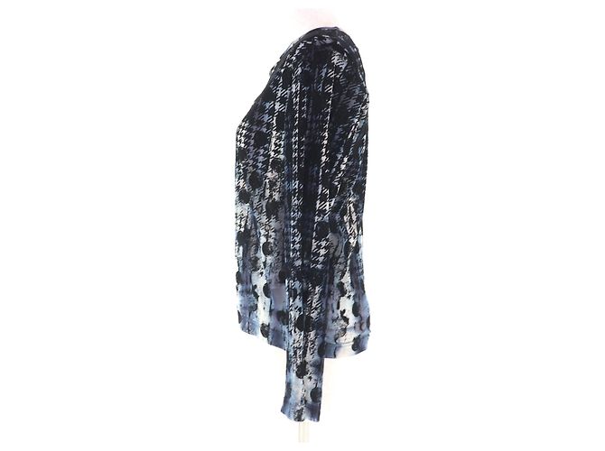 Autre Marque Y's Bluse aus Polyester-Tüll mit Hahnentritt-Punkten Schwarz Blau Marineblau - Ansicht 2