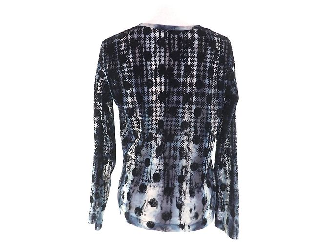 Autre Marque Y's Bluse aus Polyester-Tüll mit Hahnentritt-Punkten Schwarz Blau Marineblau - Ansicht 3