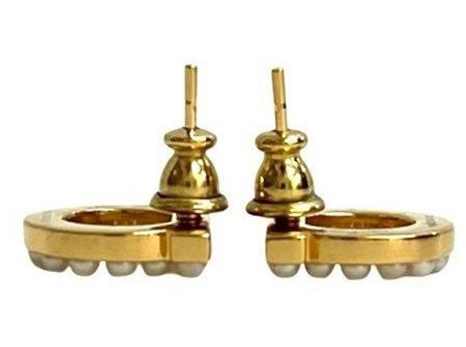 Orecchini Salvatore Ferragamo Gancini Perla e Cristallo D'oro - vista 3
