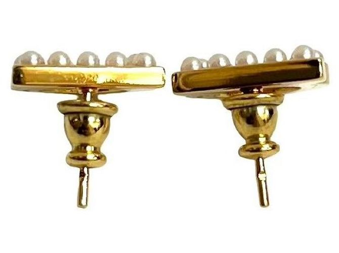 Orecchini Salvatore Ferragamo Gancini Perla e Cristallo D'oro - vista 6
