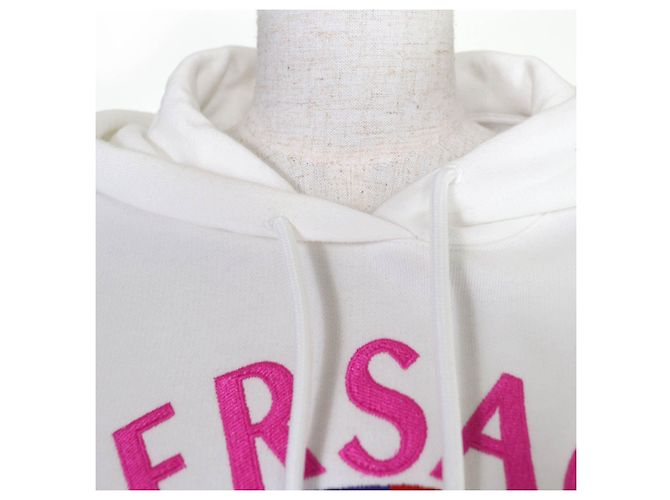 Sweat à capuche Versace en coton et nylon Blanc - vue 4