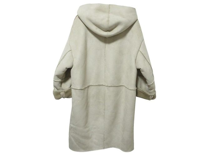 Autre Marque Mila Owen Eco Mouton Hoodie Coat Beige - vista 2