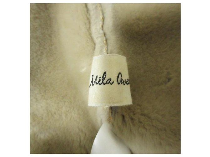 Autre Marque Mila Owen Eco Mouton Hoodie Coat Beige - vista 3