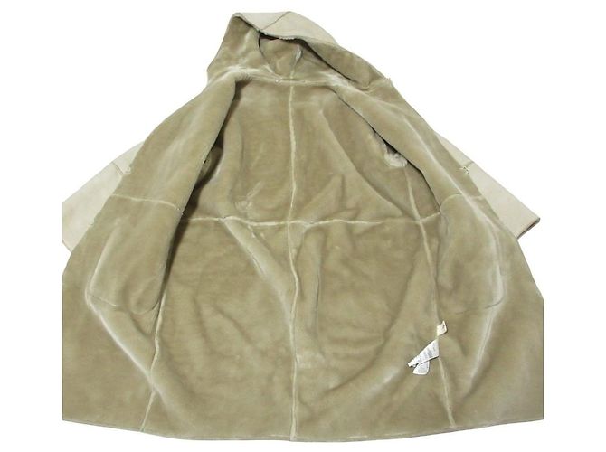 Autre Marque Mila Owen Eco Mouton Hoodie Coat Beige - vista 6