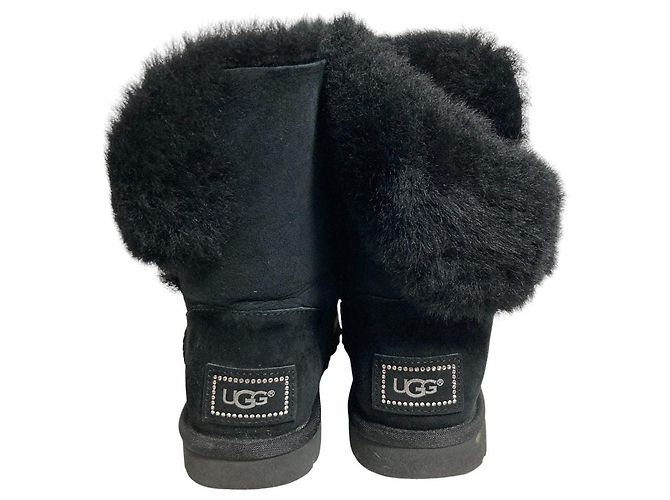 UGG Bailey Button Bling Lammfellstiefel Schwarz - Ansicht 3