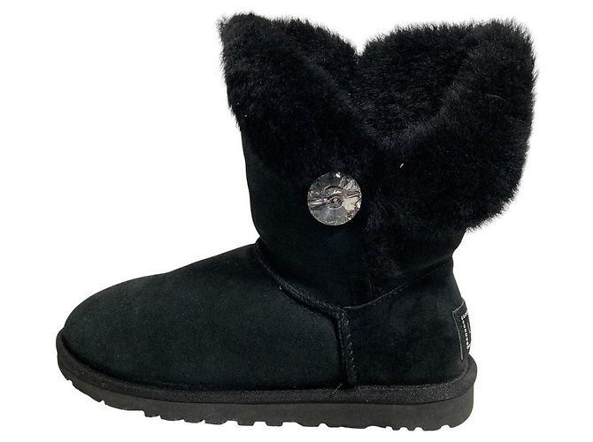 UGG Bailey Button Bling Lammfellstiefel Schwarz - Ansicht 4
