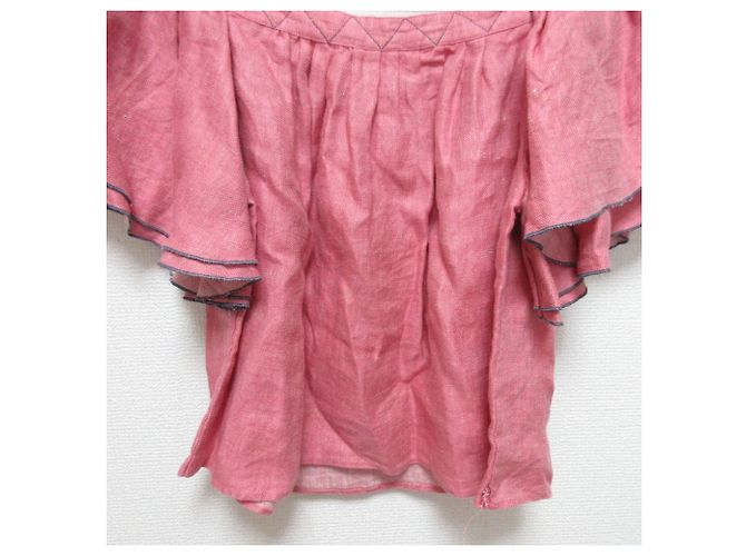 Autre Marque Blusa in lino a spalle scoperte e arricciata MYLAN Rosa - vista 6