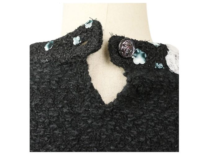 Vestido de cashmere Chanel Coco Mark Preto - vista 7