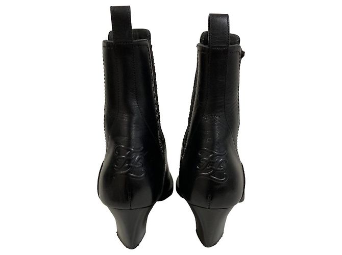 Fendi Calligraphy Leder- Stiefeletten Schwarz - Ansicht 5