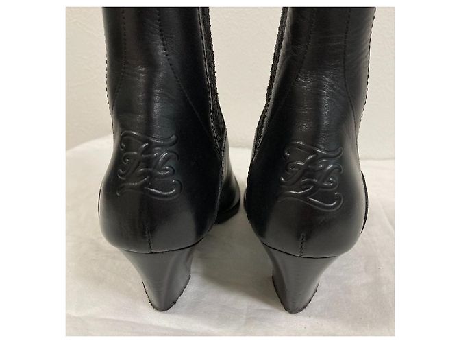 Fendi Calligraphy Leder- Stiefeletten Schwarz - Ansicht 9