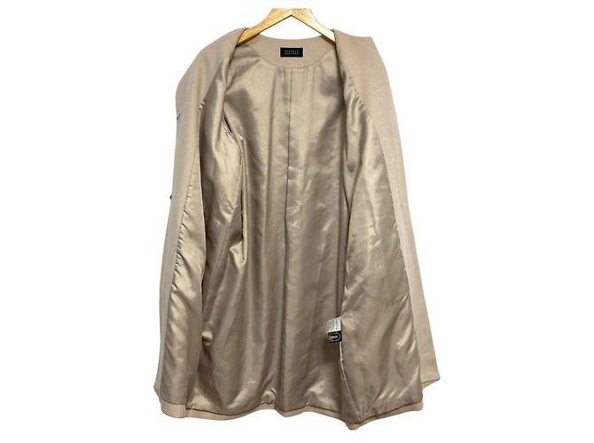 Autre Marque Barneys New York Abrigo largo sin cuello 100% Cashmere Crudo - vista 3