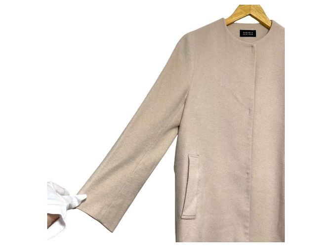 Autre Marque Barneys New York Abrigo largo sin cuello 100% Cashmere Crudo - vista 4