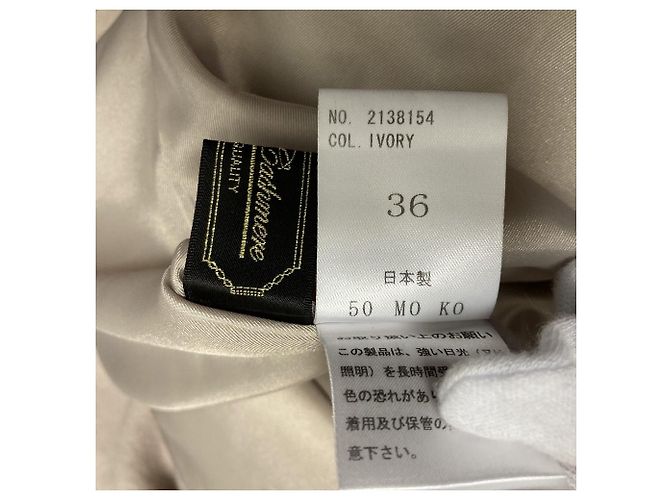 Autre Marque Barneys New York Abrigo largo sin cuello 100% Cashmere Crudo - vista 9