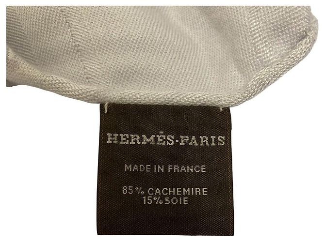 Estola Hermès New Libris de cachemira y seda Castaño - vista 7