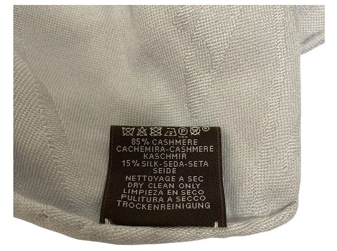 Estola Hermès New Libris de cachemira y seda Castaño - vista 8