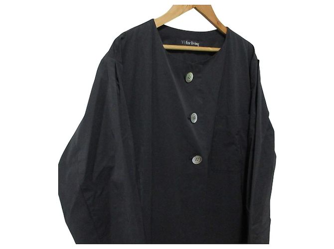 Autre Marque Y's for living Abrigo largo sin cuello Negro - vista 4