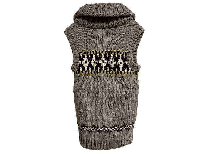Autre Marque Gilet Dovetail tricoté à la main Marron - vue 2
