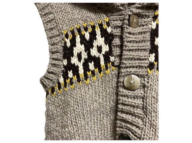 Autre Marque Gilet Dovetail tricoté à la main Marron - vue 3