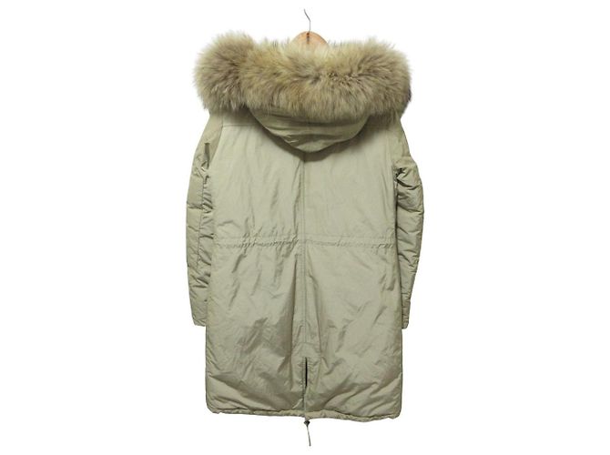 Autre Marque Abrigo de plumón con piel de mapache Woolrich Beige - vista 2