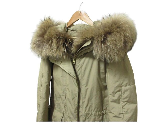 Autre Marque Abrigo de plumón con piel de mapache Woolrich Beige - vista 4
