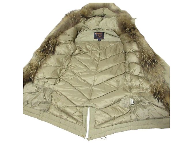 Autre Marque Abrigo de plumón con piel de mapache Woolrich Beige - vista 7