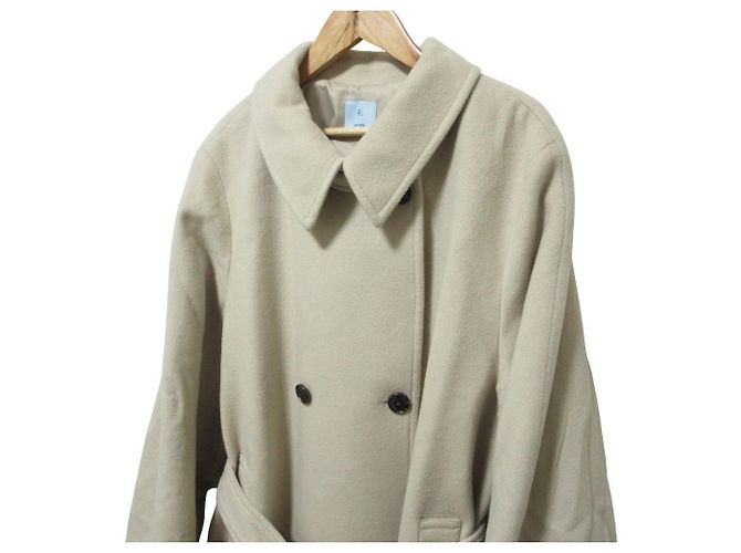 Autre Marque Kumikyoku Wool Double Breasted Long Coat Beige - view 4