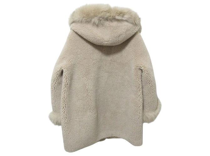 Autre Marque Abrigo de forro polar y piel de zorro VLAB Beige - vista 2