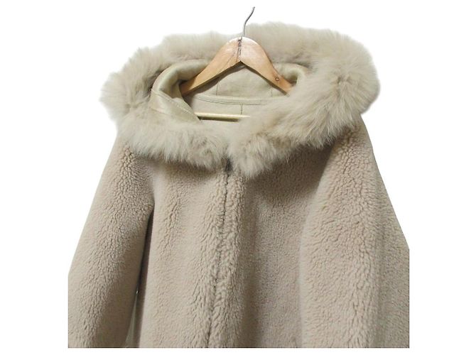 Autre Marque Abrigo de forro polar y piel de zorro VLAB Beige - vista 4