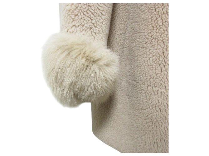 Autre Marque Abrigo de forro polar y piel de zorro VLAB Beige - vista 5