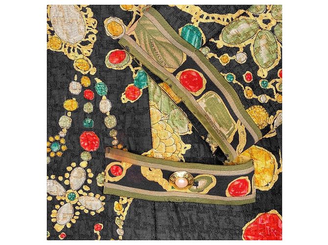 Autre Marque LEONARD FASHION Flower Jewelry Print Collarless Coat Black - view 6