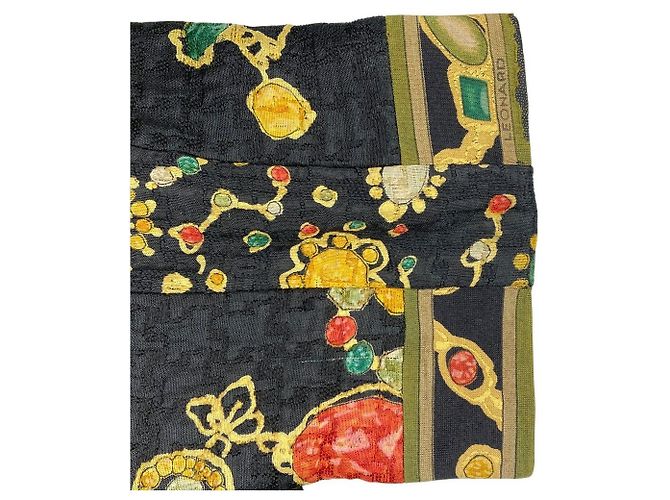 Autre Marque LEONARD FASHION Flower Jewelry Print Collarless Coat Black - view 7