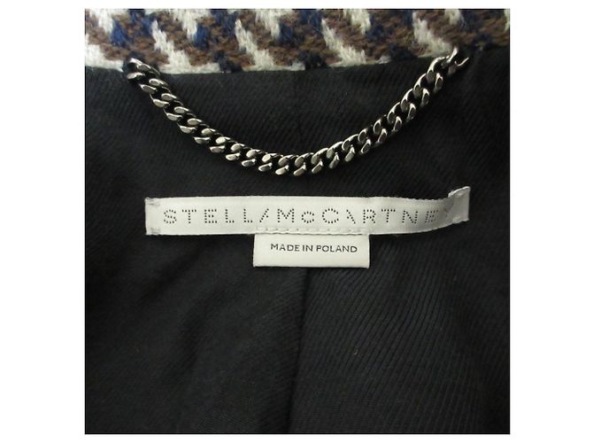 Stella Mc Cartney Abrigo de lana de pata de gallo Stella McCartney Castaño Blanco Blanco roto Azul marino - vista 6